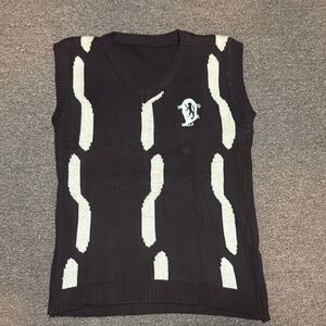Black and White V-Neck Sweater Vest
